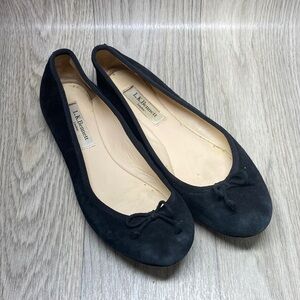 LK Bennett Black Suede Bow Ballet Flats